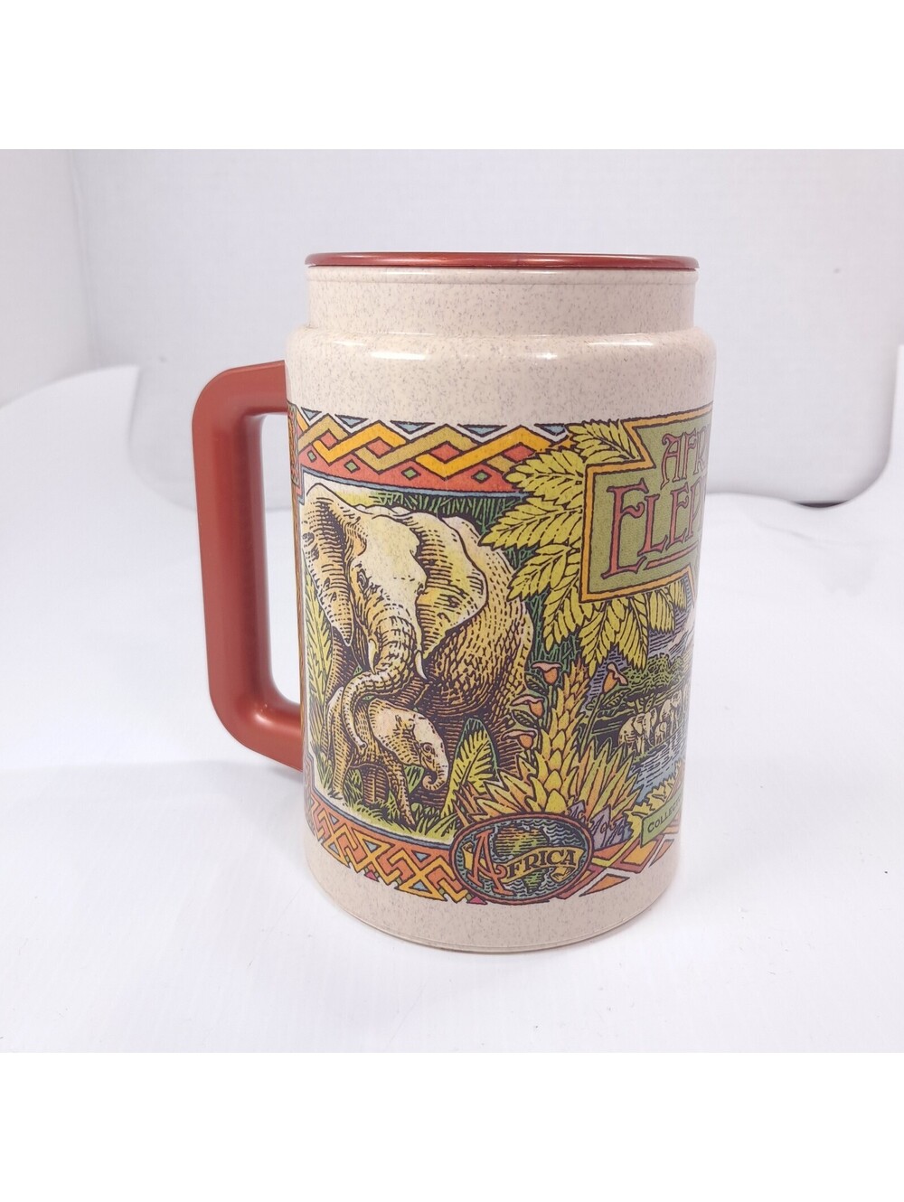 Vintage Disney's Animal Kingdom African Elephant Insulated Mug Whirley tan cup